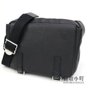 Loewe Military Messenger Bag Black Grained Calfskin Anagram